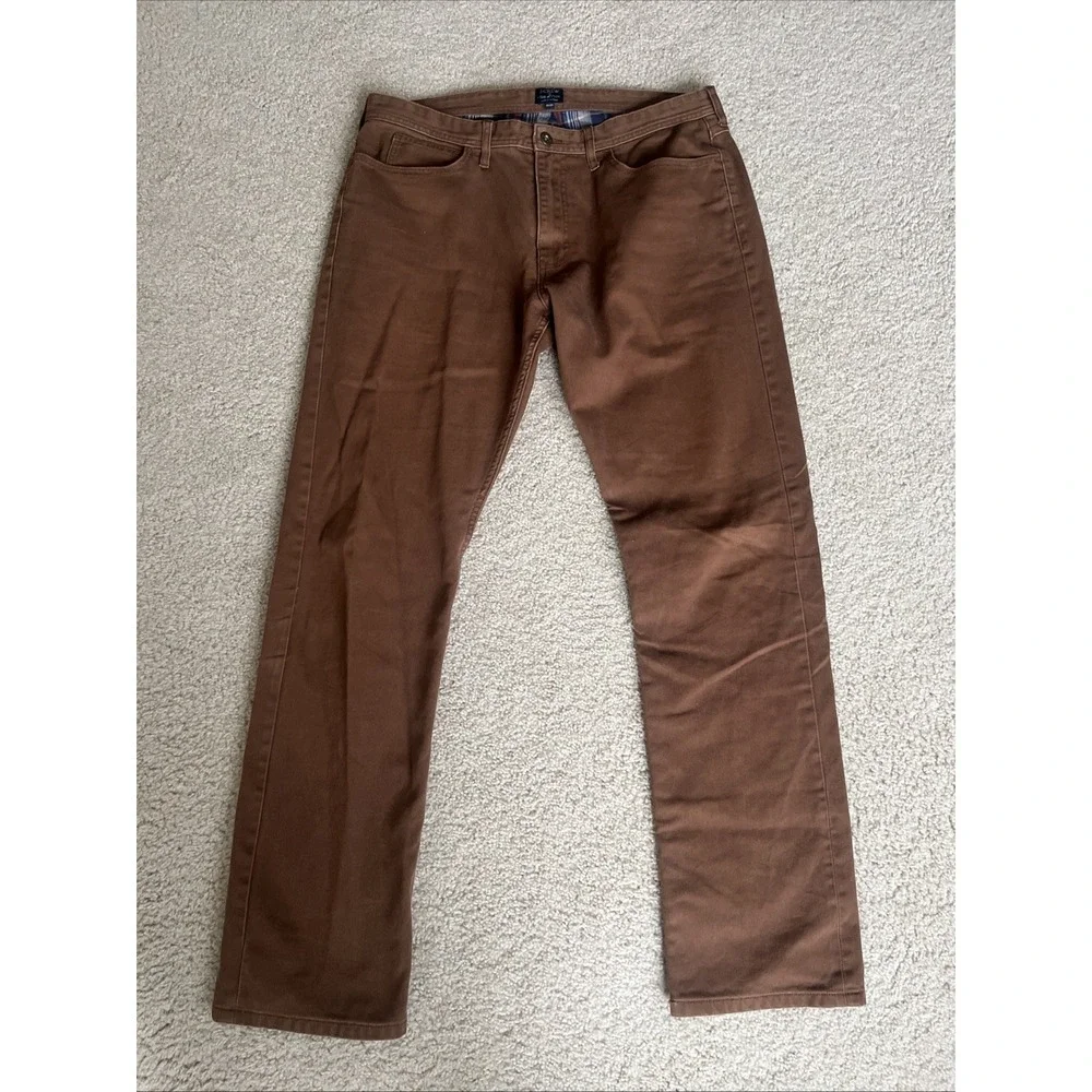 J Crew The Sutton Mens Brown Corduroy Flannel Lined Pants 36x34 Chino Straight